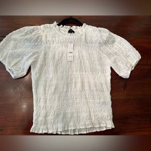J.Crew smocked Swiss dot blouse